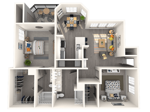 a floor plan of a 3 bedroom apartment